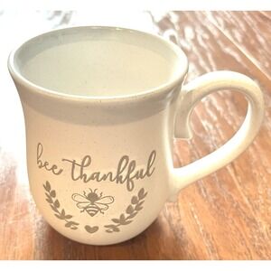 Potter's Corner Bee Thankful Large Ceramic Stoneware Coffee Mug, 5" Tall